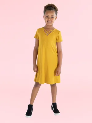 24seven Comfort Apparel Short Sleeve Girls T Shirt Dress