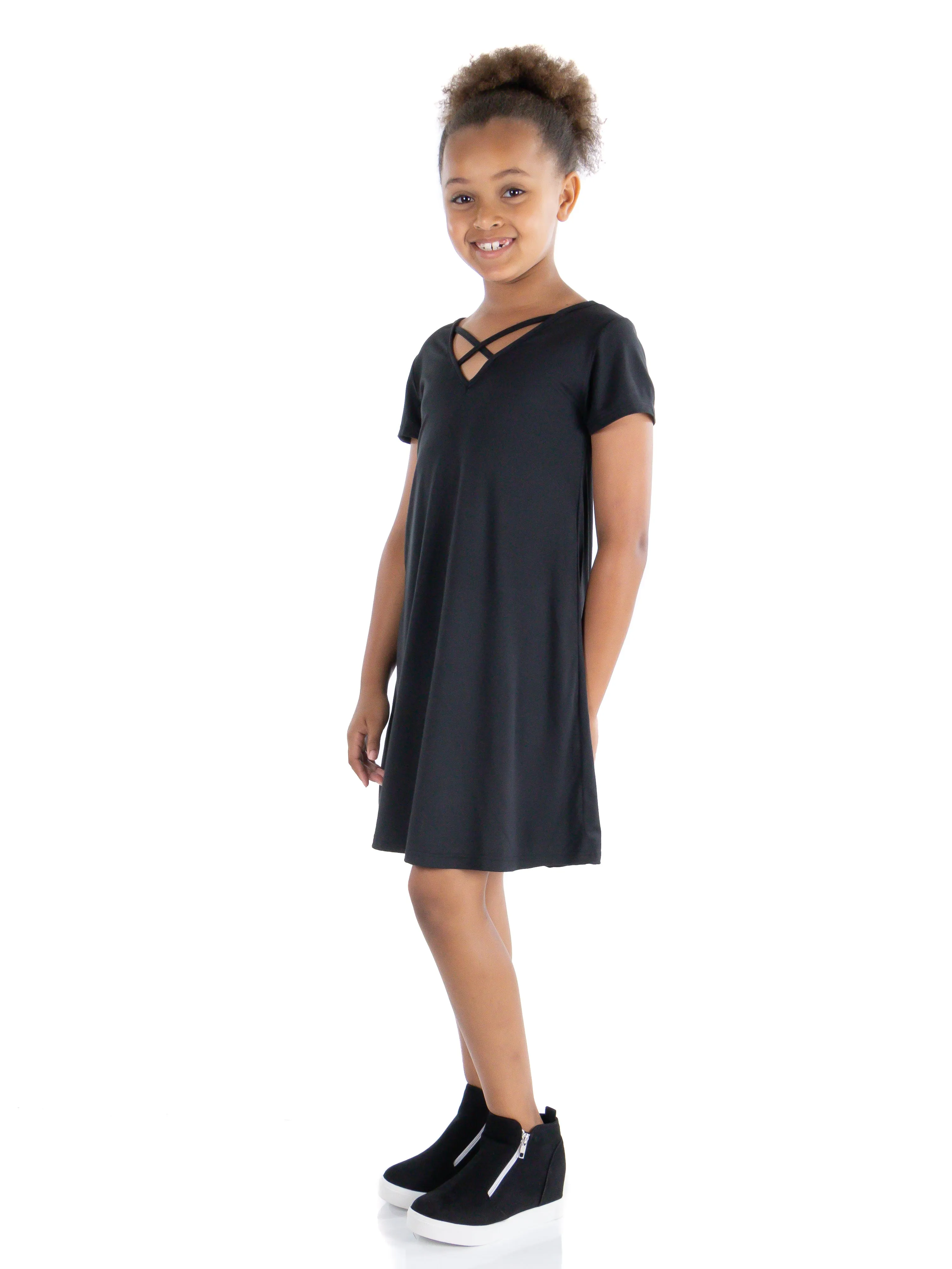 24seven Comfort Apparel Short Sleeve Girls T Shirt Dress