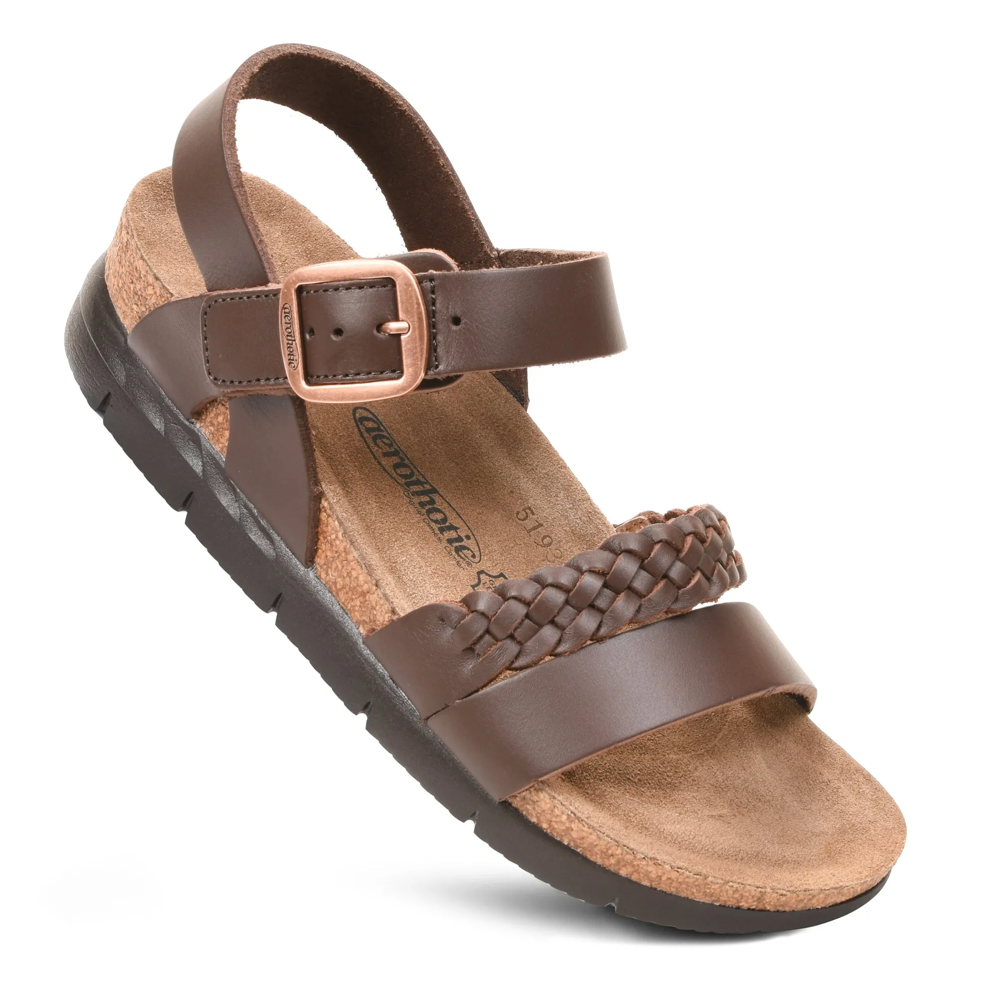 Aerothotic - Quinn Comfortable Braided Leather Platform Sandals with Arch Support