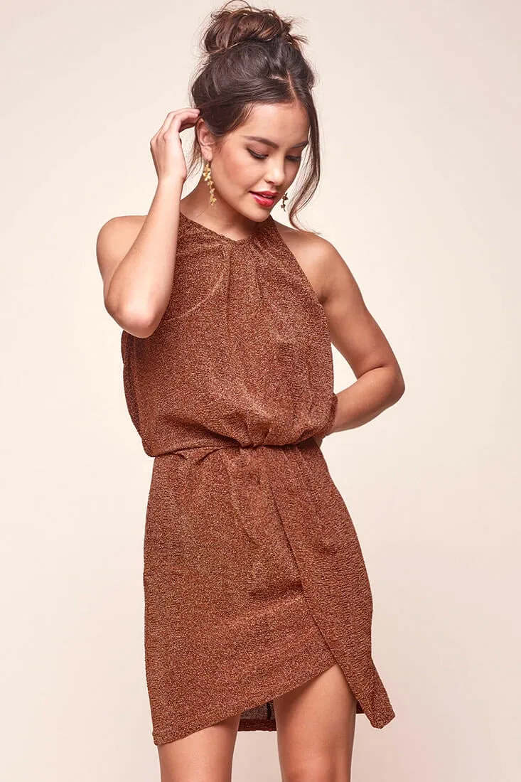 Amaya Shimmery Dress Rose Gold