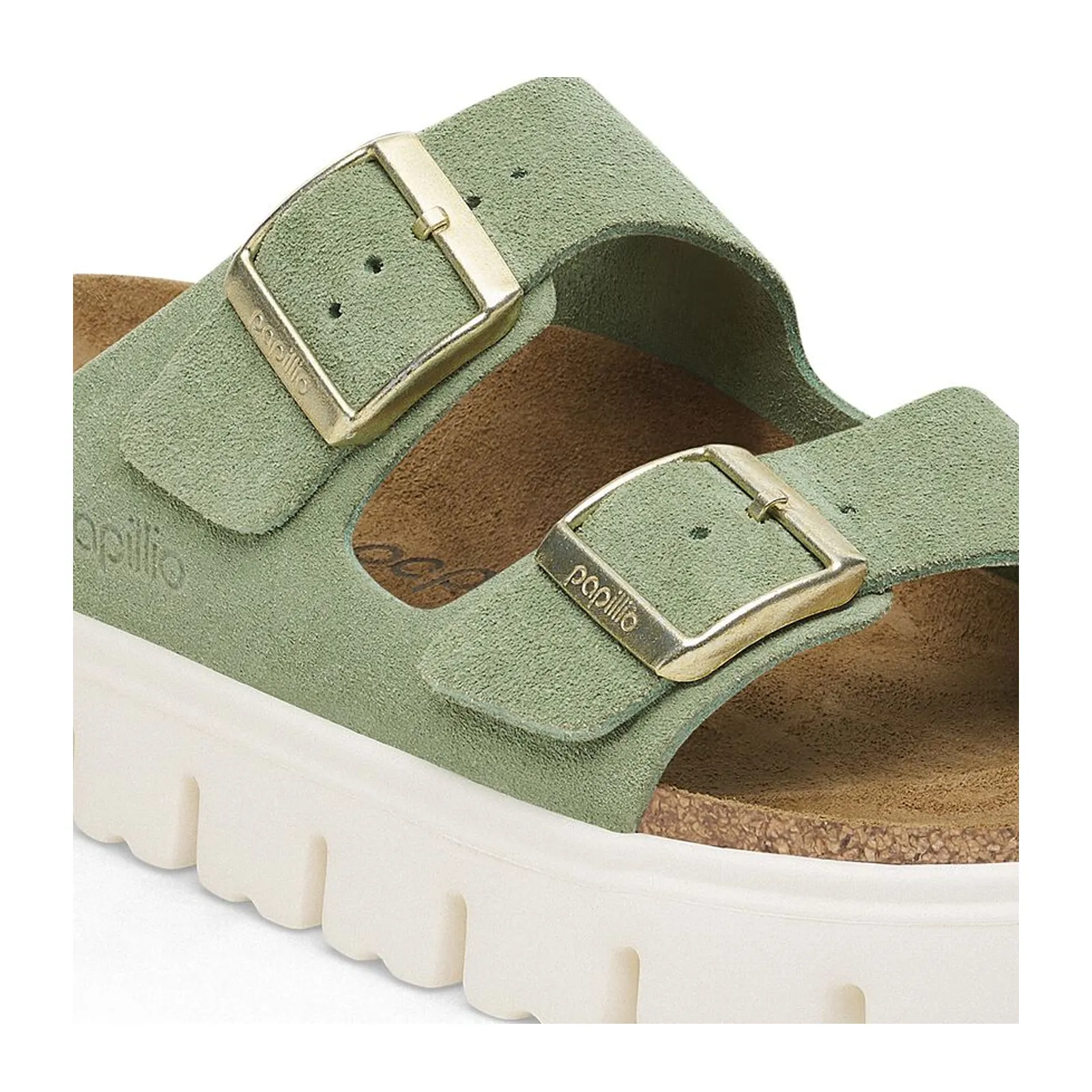 Birkenstock Arizona Chunky Slide Sandal (Women) - Green Tea Suede