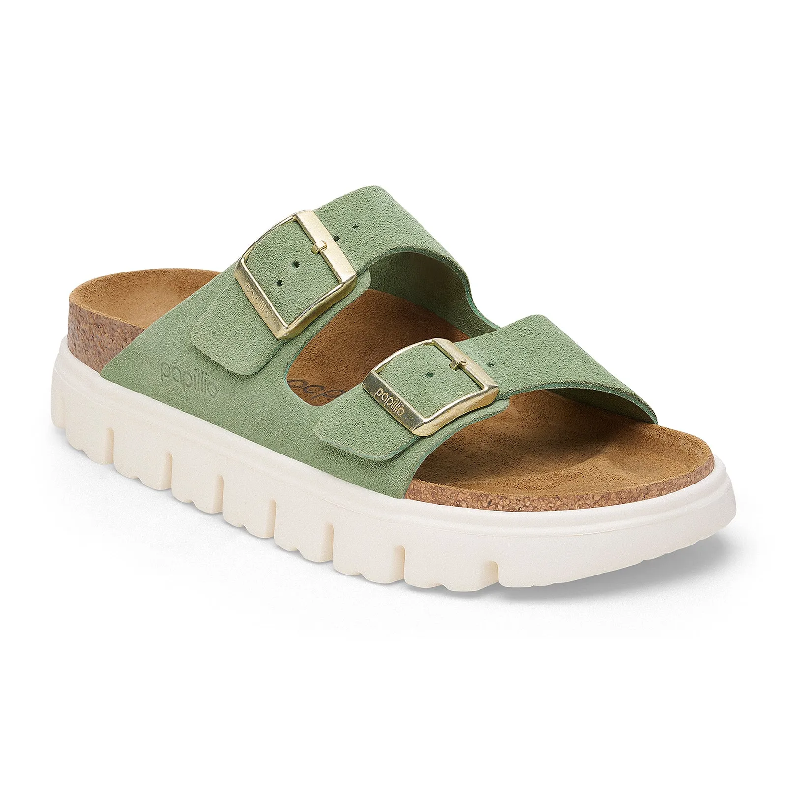 Birkenstock Arizona Chunky Slide Sandal (Women) - Green Tea Suede