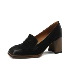 Black Heeled Loafers