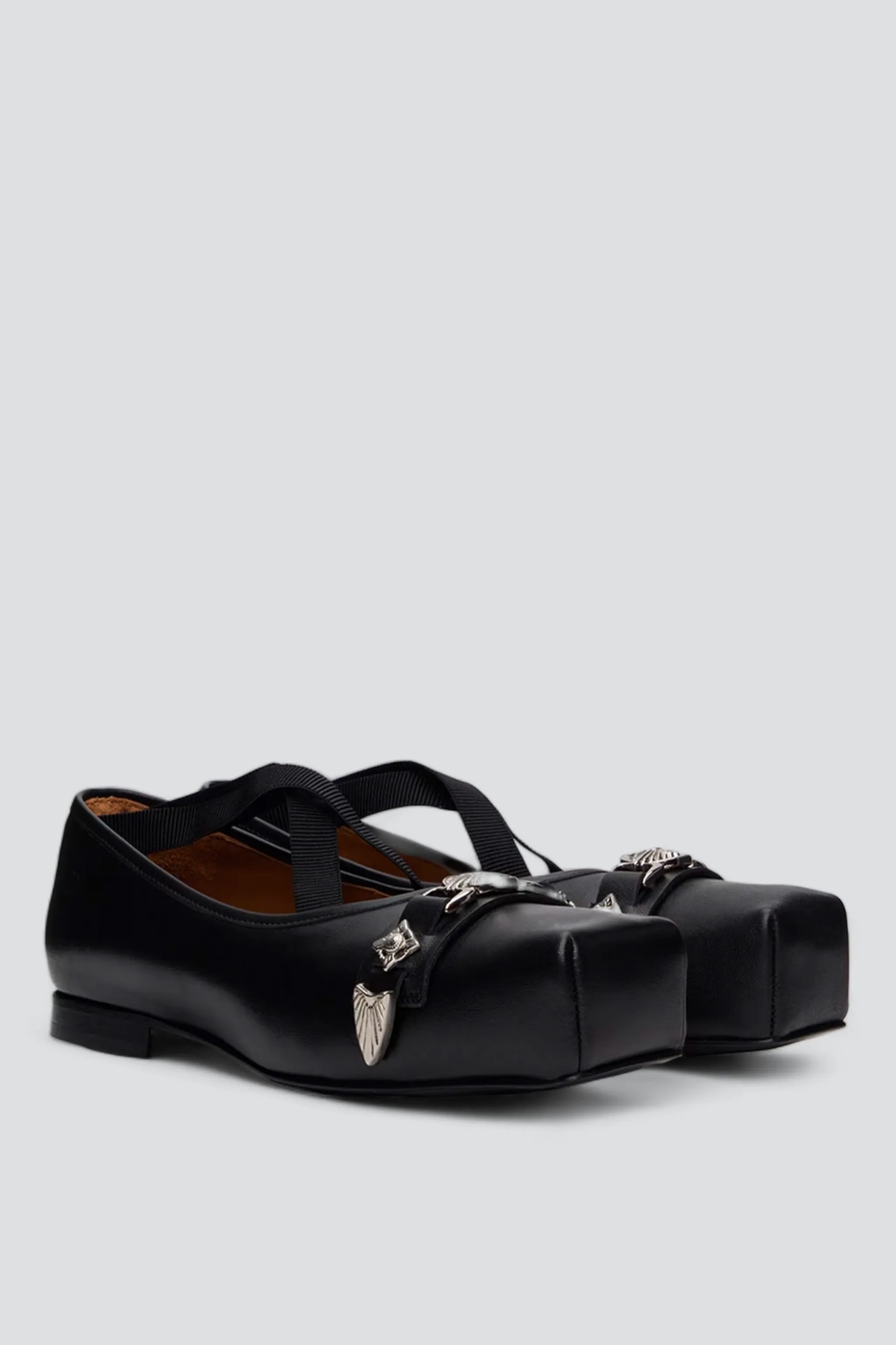 Black Polido Ballerina Flats