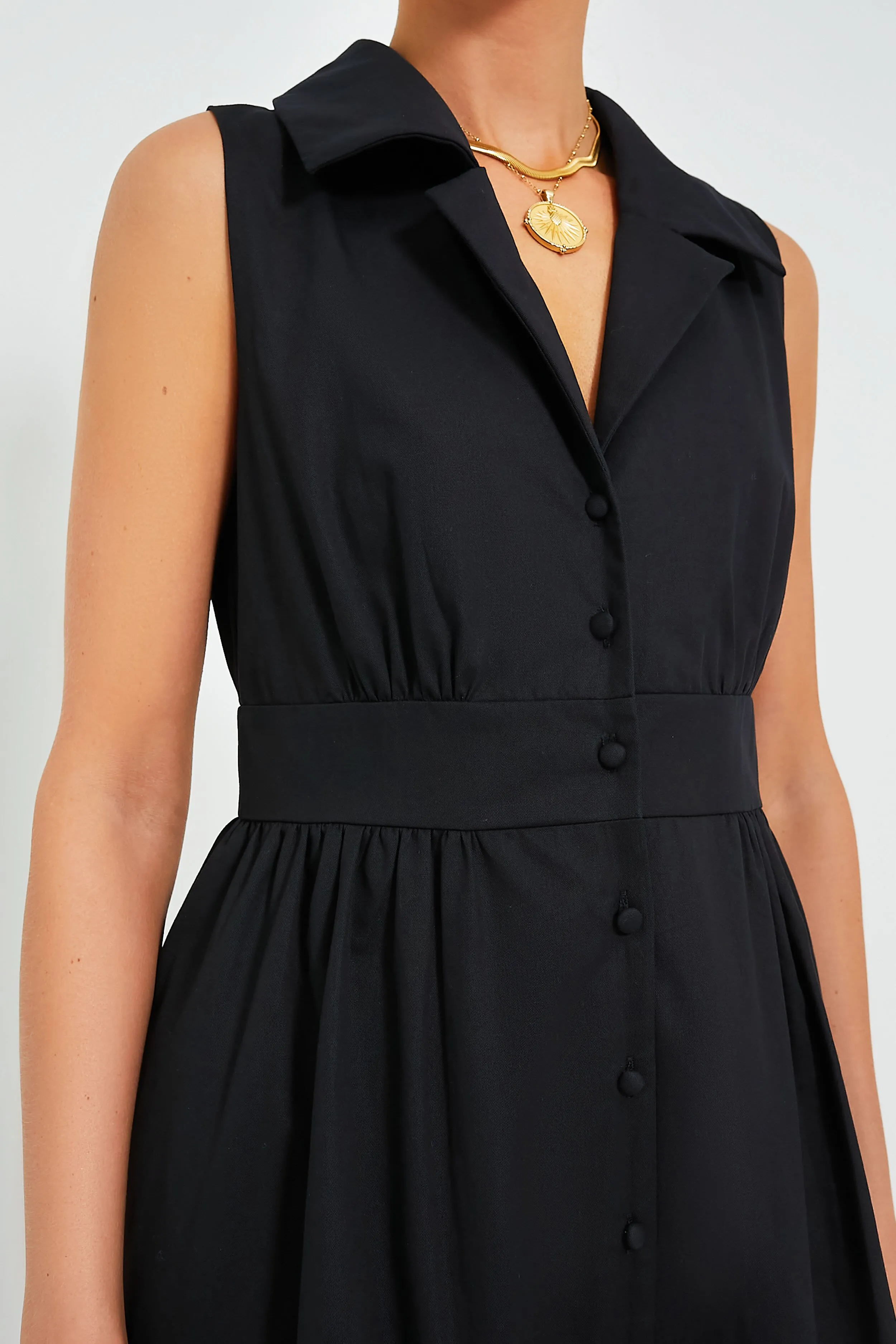 Black Sleeveless Noelle Shirt Dress