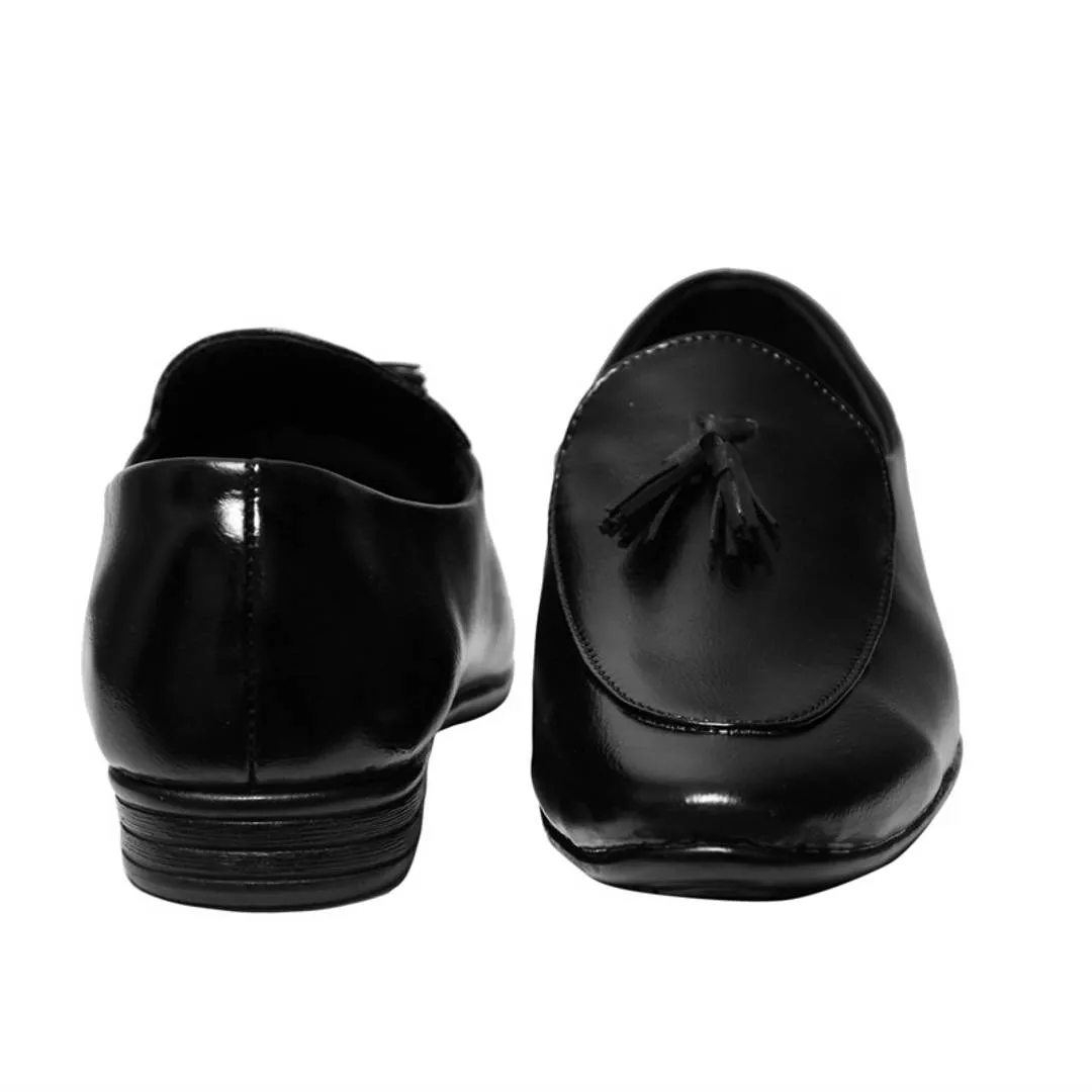 Black Synthetic Leather Loafer Shoe For Men