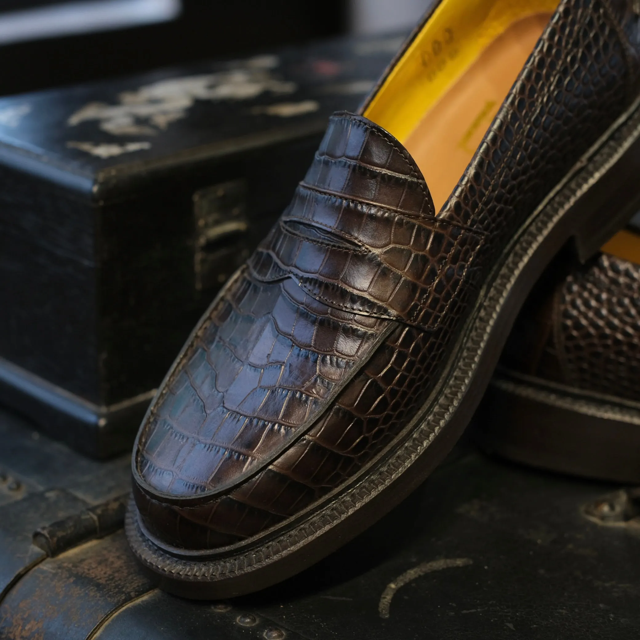 Blackstock & Weber Ellis Penny Loafer (Walnut Croc)