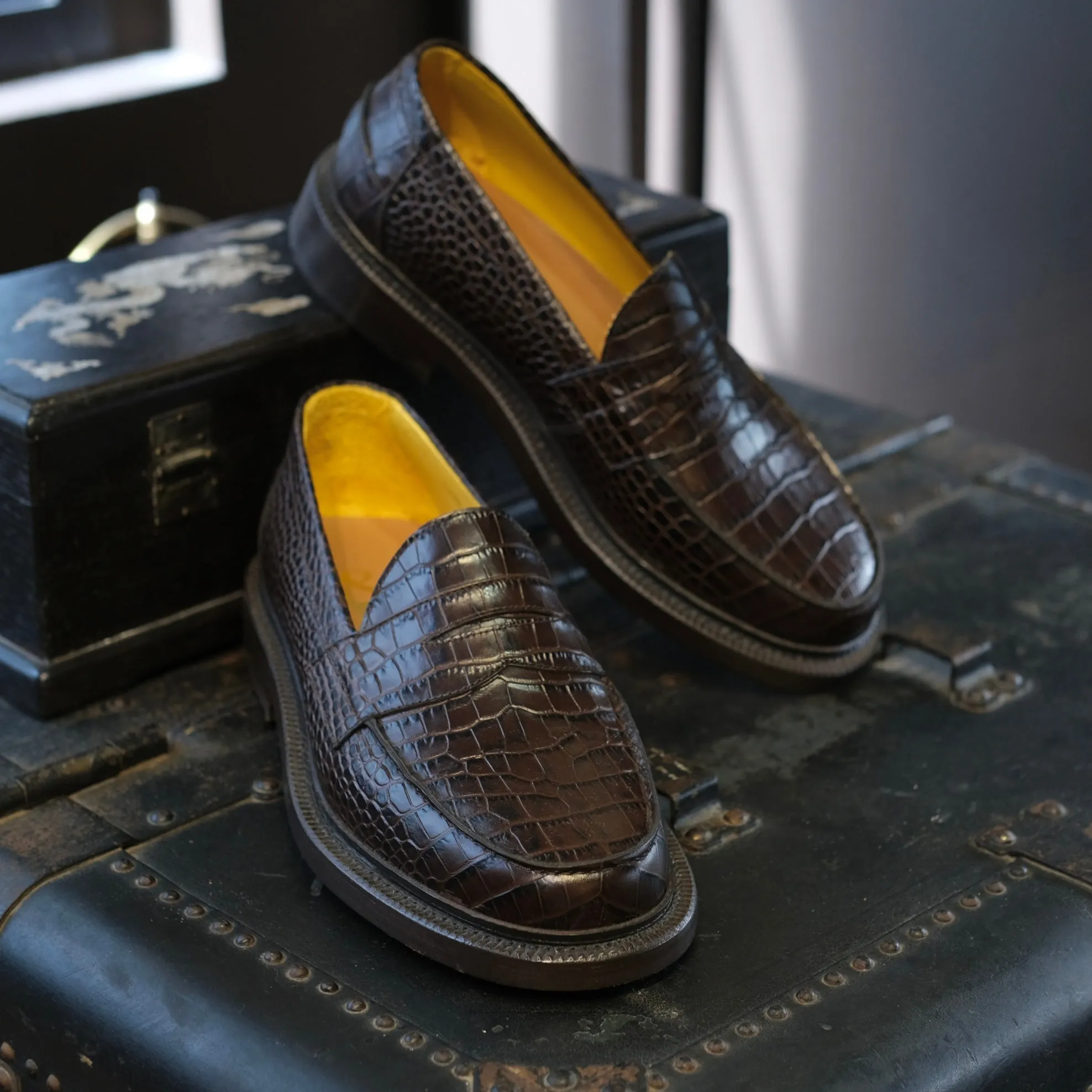 Blackstock & Weber Ellis Penny Loafer (Walnut Croc)