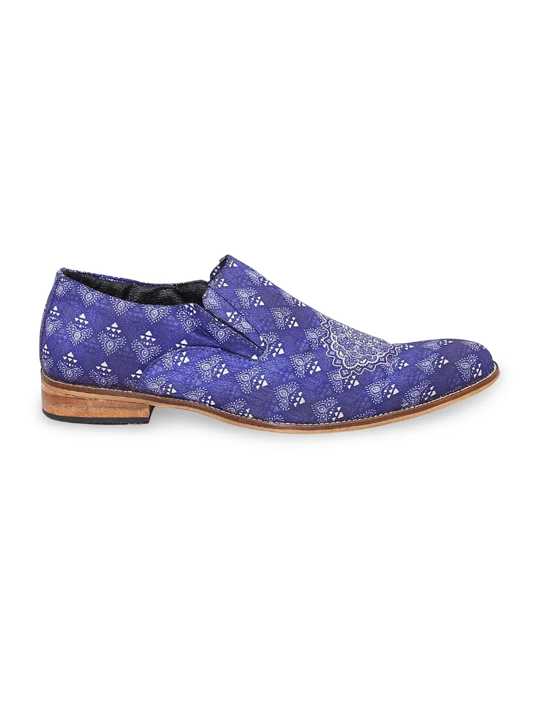 Blue Printed Motif Loafers