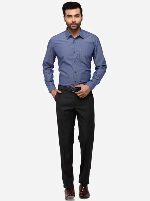 Blue Tailored Fit Checked Casual Shirt | JadeBlue