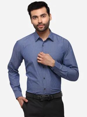 Blue Tailored Fit Checked Casual Shirt | JadeBlue