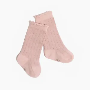 Blush Scalloped Knee High Sock