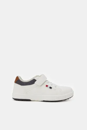 Boys White Material Block Sneaker