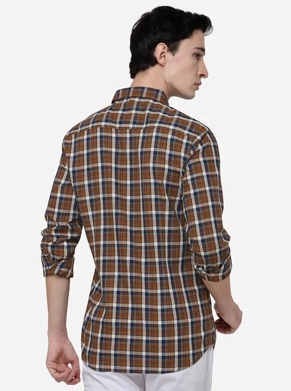 Brown Slim Fit Checked Casual Shirt | JadeBlue