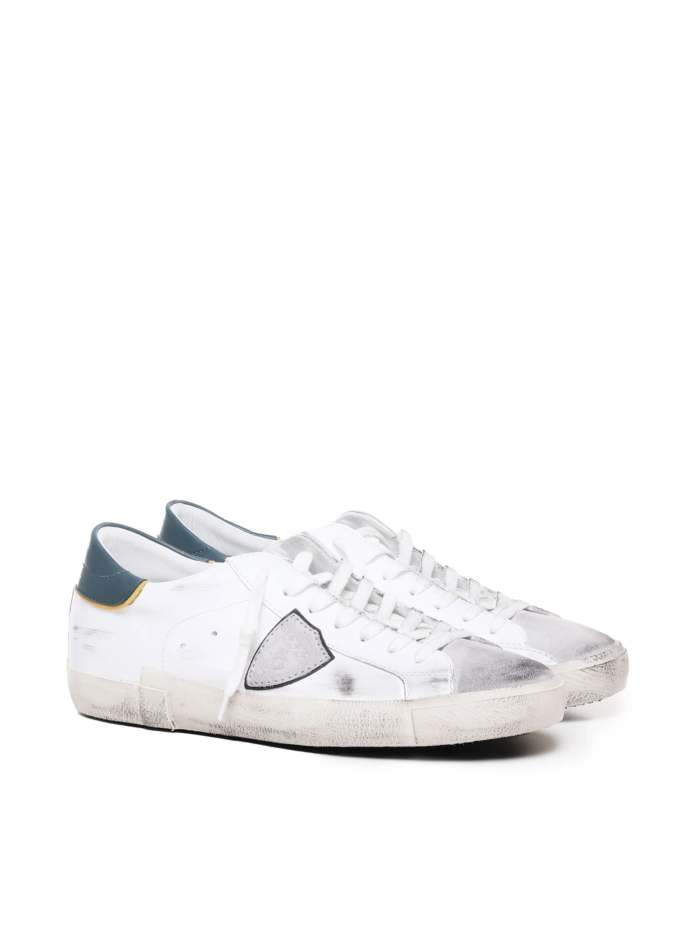 Calfskin Low Sneakers with Metallic Details