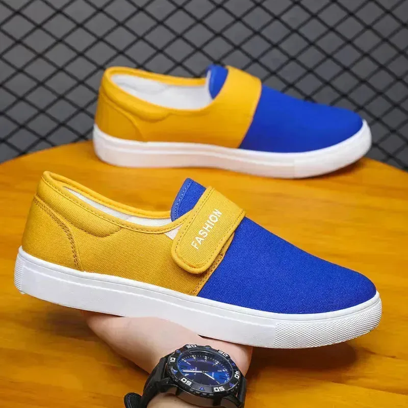 Canvas Flat Shoes Men Velcro Fashion Casual Unisex Sneakers