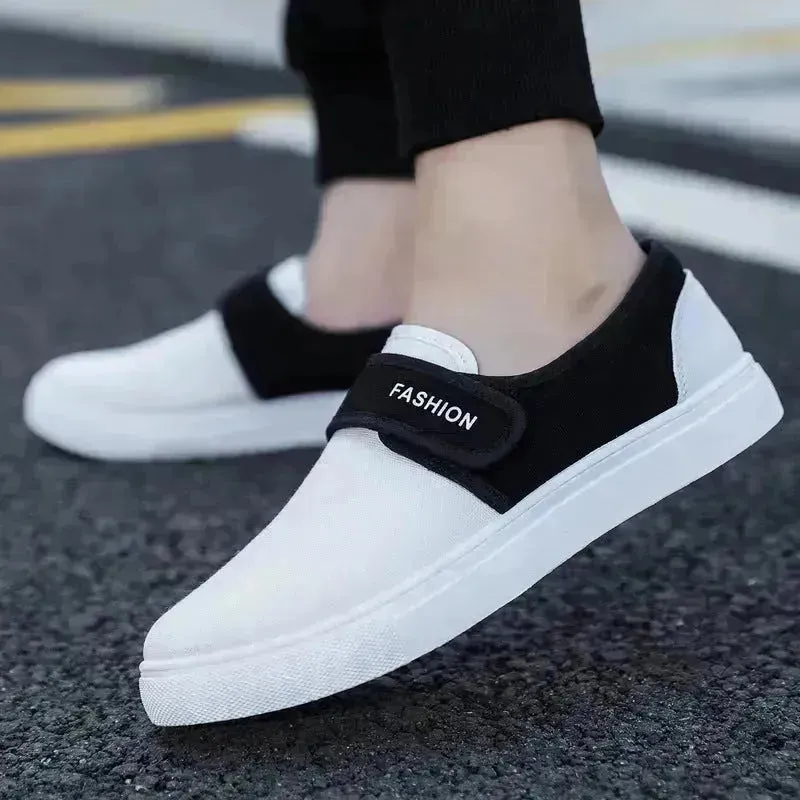 Canvas Flat Shoes Men Velcro Fashion Casual Unisex Sneakers