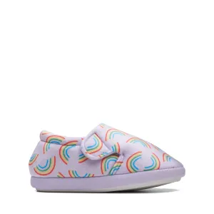 Clarks Fluffy Snug Girls Lilac Rainbow Slipper