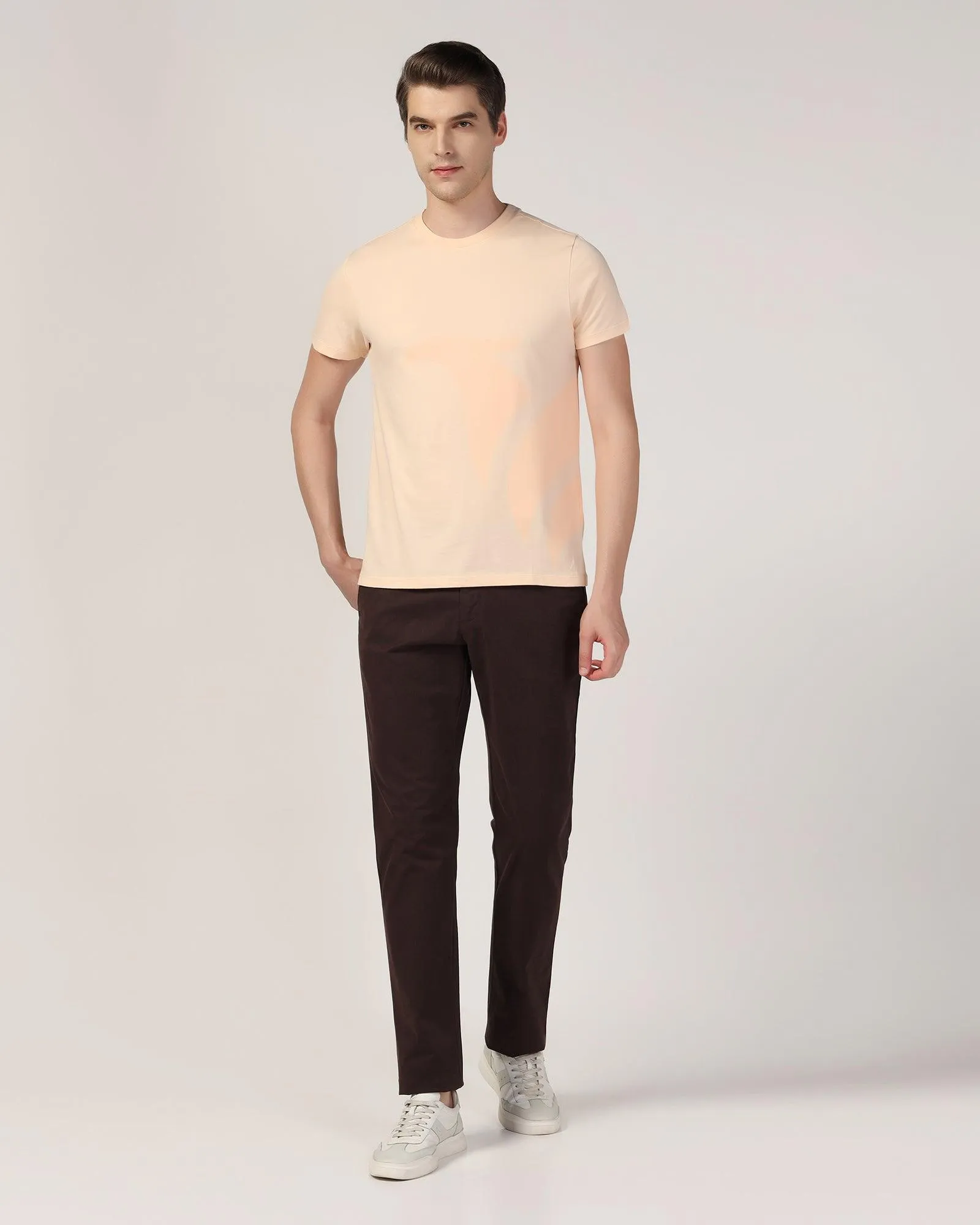 Crew Neck Peach Printed T-Shirt - Terrain