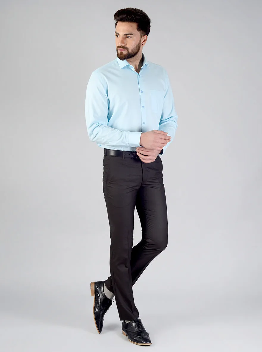 Crystal Blue Self Textured Regular Fit Formal Shirt | JadeBlue