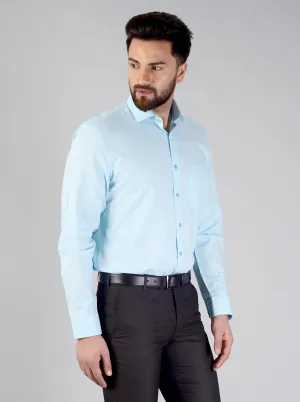 Crystal Blue Self Textured Regular Fit Formal Shirt | JadeBlue