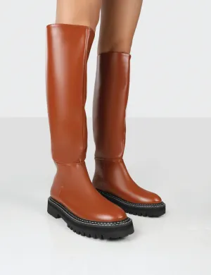 Dana Tan Pu Chunky Sole Knee High Boots