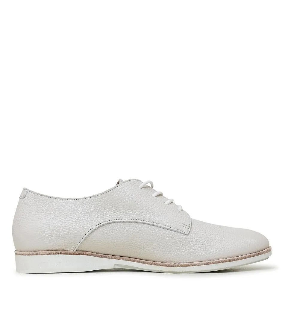 Derby Super Soft Bone Tumble Leather Lace Up Flats