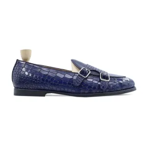 Drobak - Men's Blue Calf Leather Double Monkstrap