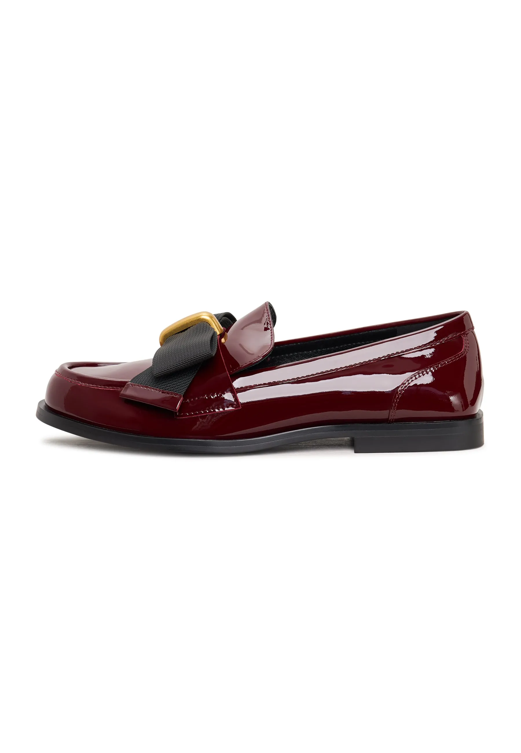 Elegant Loafers with Gold Bow Dorothy - Patent Red