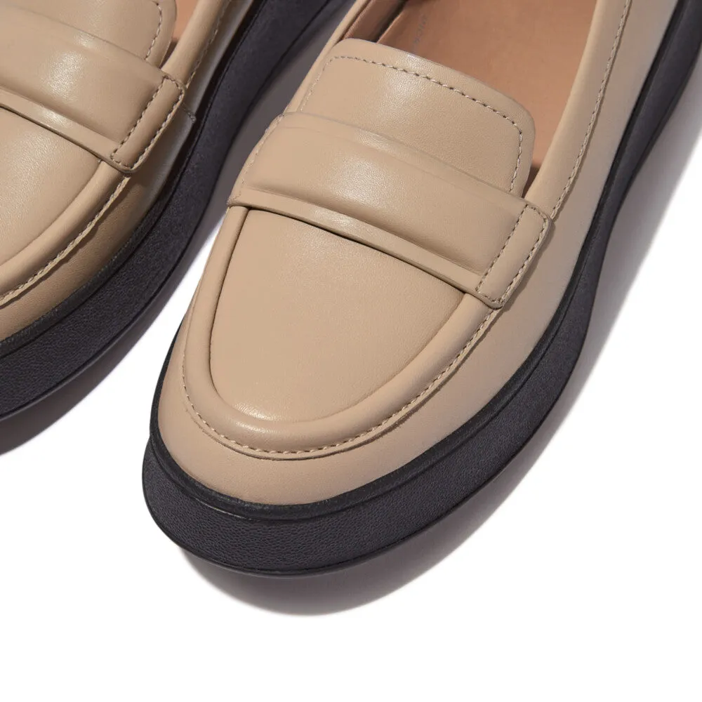 FItflop F Mode Padded Detail Leather Flatform Loafer Latte Beige