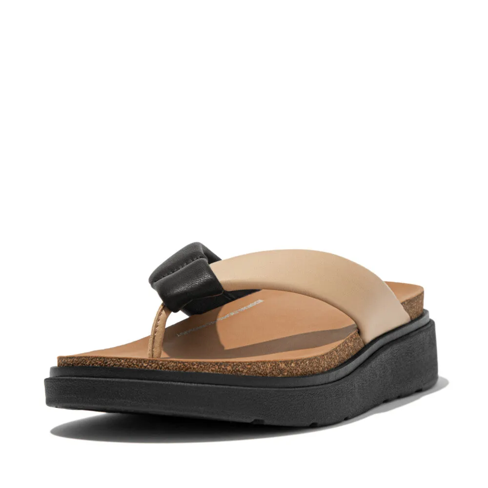 Fitflop Gen-FF Padded-Strap Leather Toe Post Latte Beige/Black