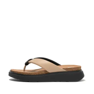 Fitflop Gen-FF Padded-Strap Leather Toe Post Latte Beige/Black