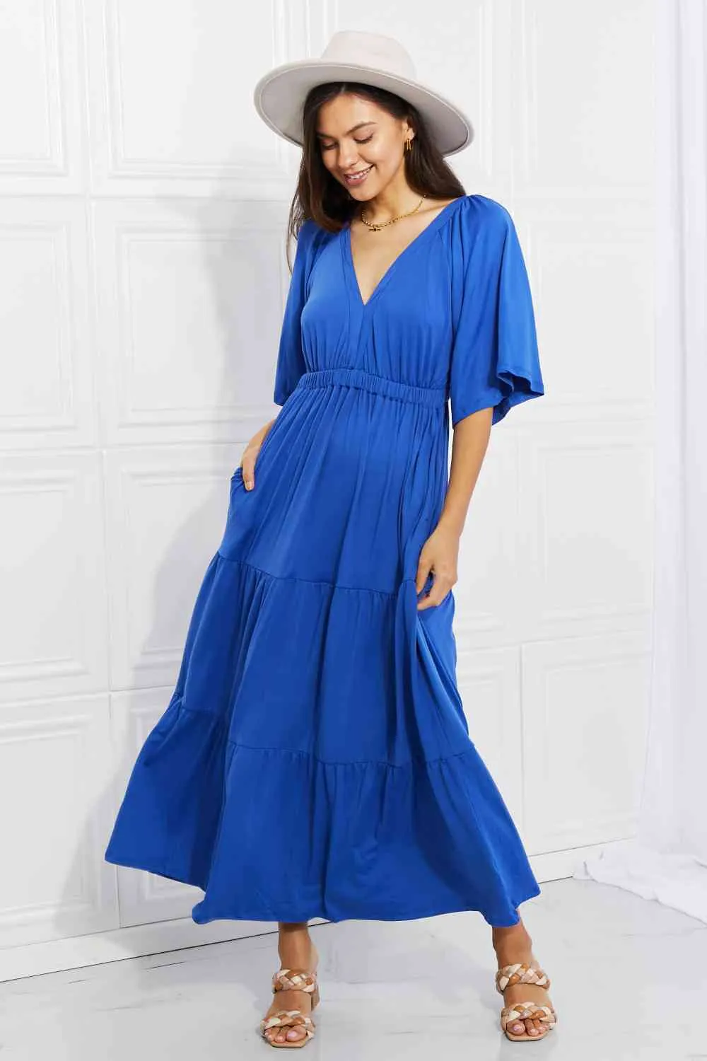 Full Size My Muse Flare Sleeve Tiered Maxi Dress