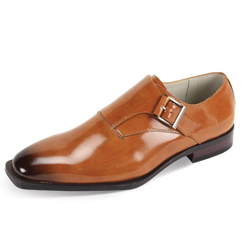 Giovanni Cognac Men's Monkstrap Dress Shoe Genuine Leather Style-STERLING