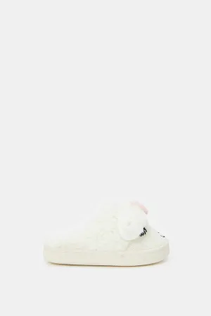 Girls Cream Bunny Slippers