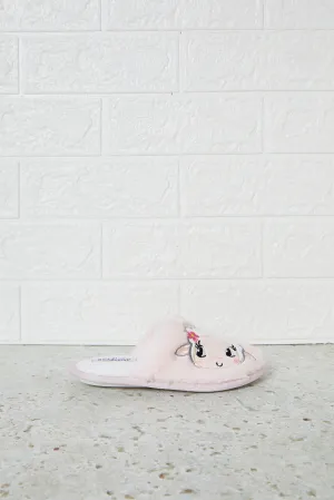 Girls Pink Sheep Face Slipper