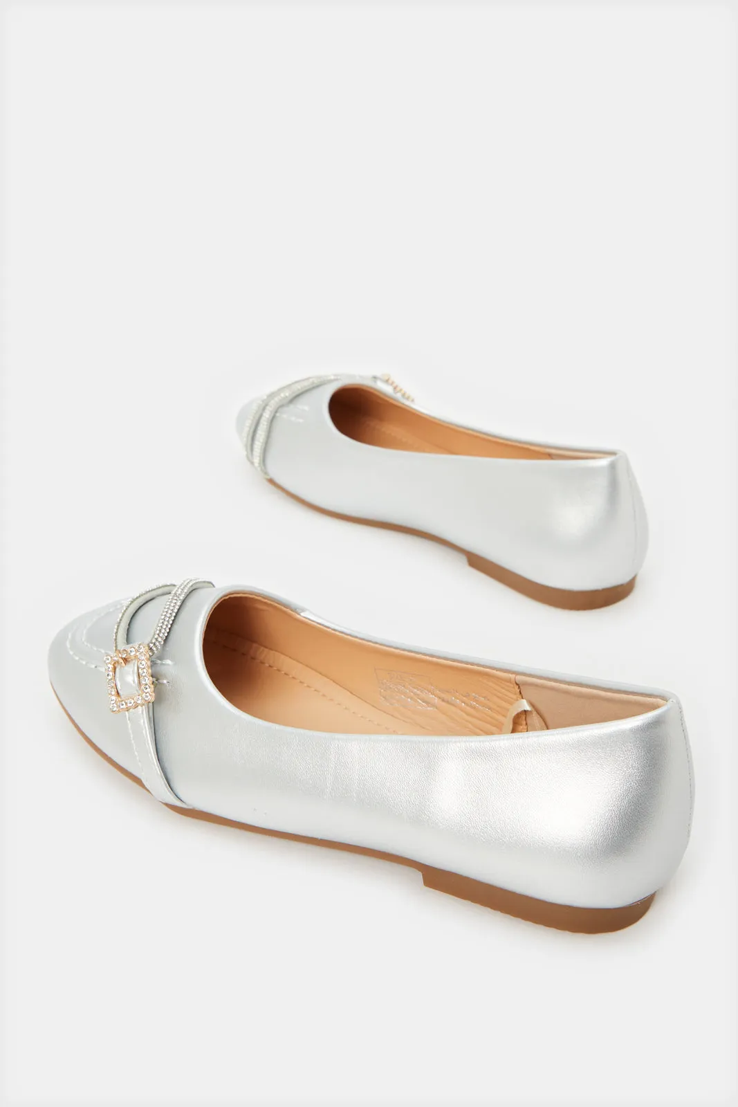 Girls Silver Diamante Loafer