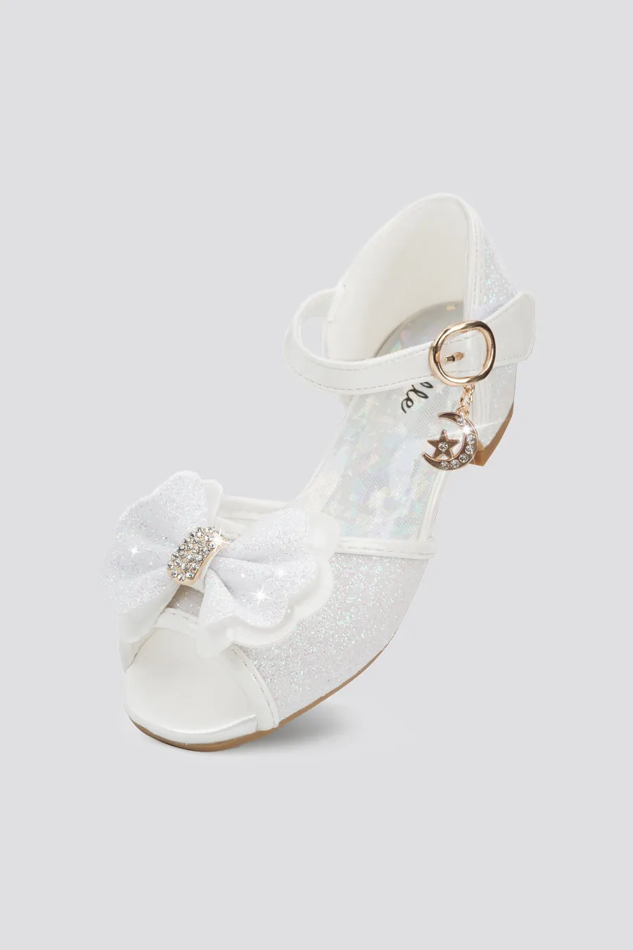 Girls Sparkly Princess Low Heels Sandals