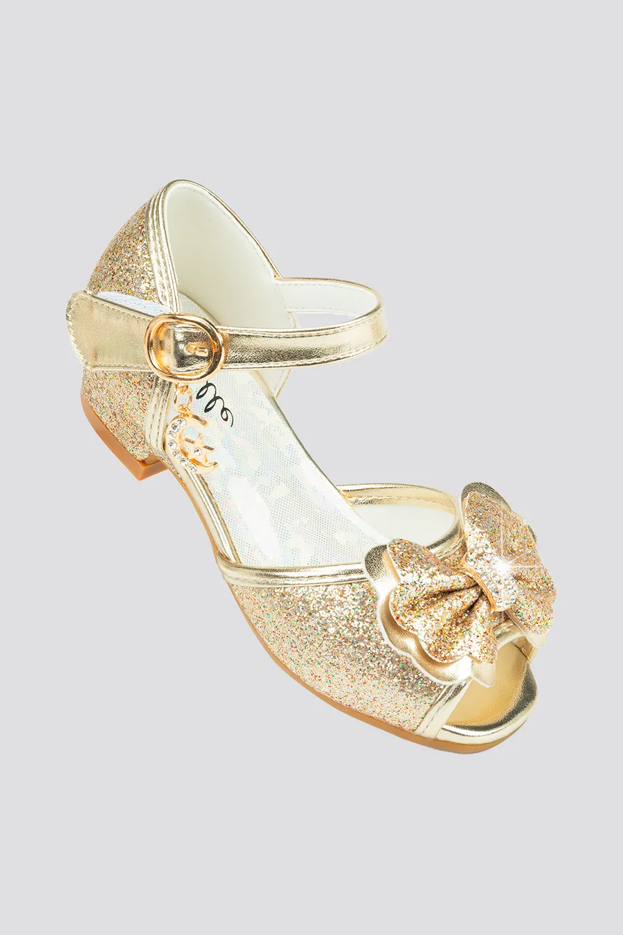 Girls Sparkly Princess Low Heels Sandals