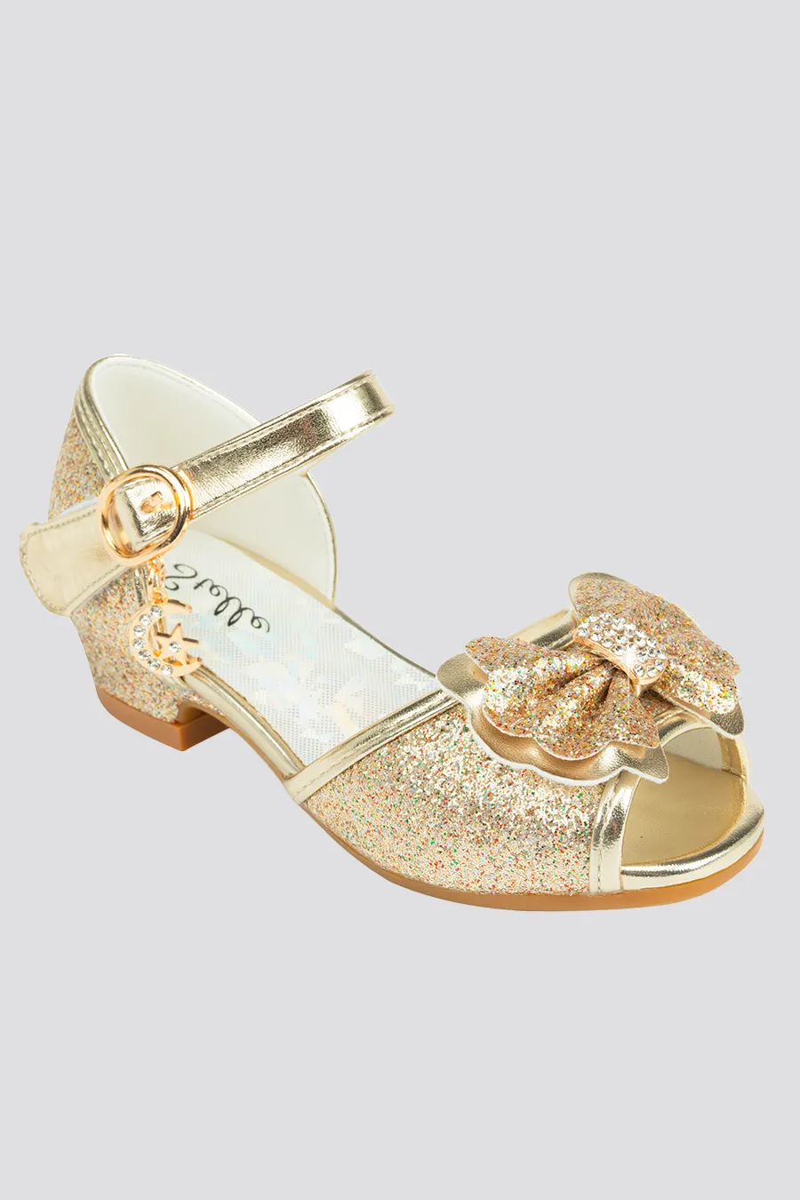 Girls Sparkly Princess Low Heels Sandals