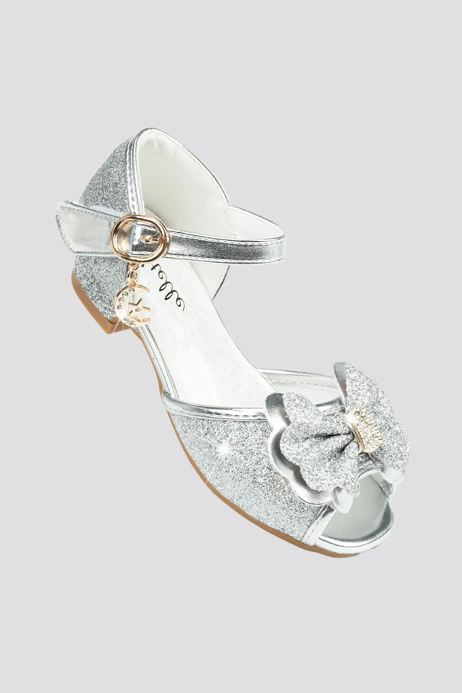 Girls Sparkly Princess Low Heels Sandals