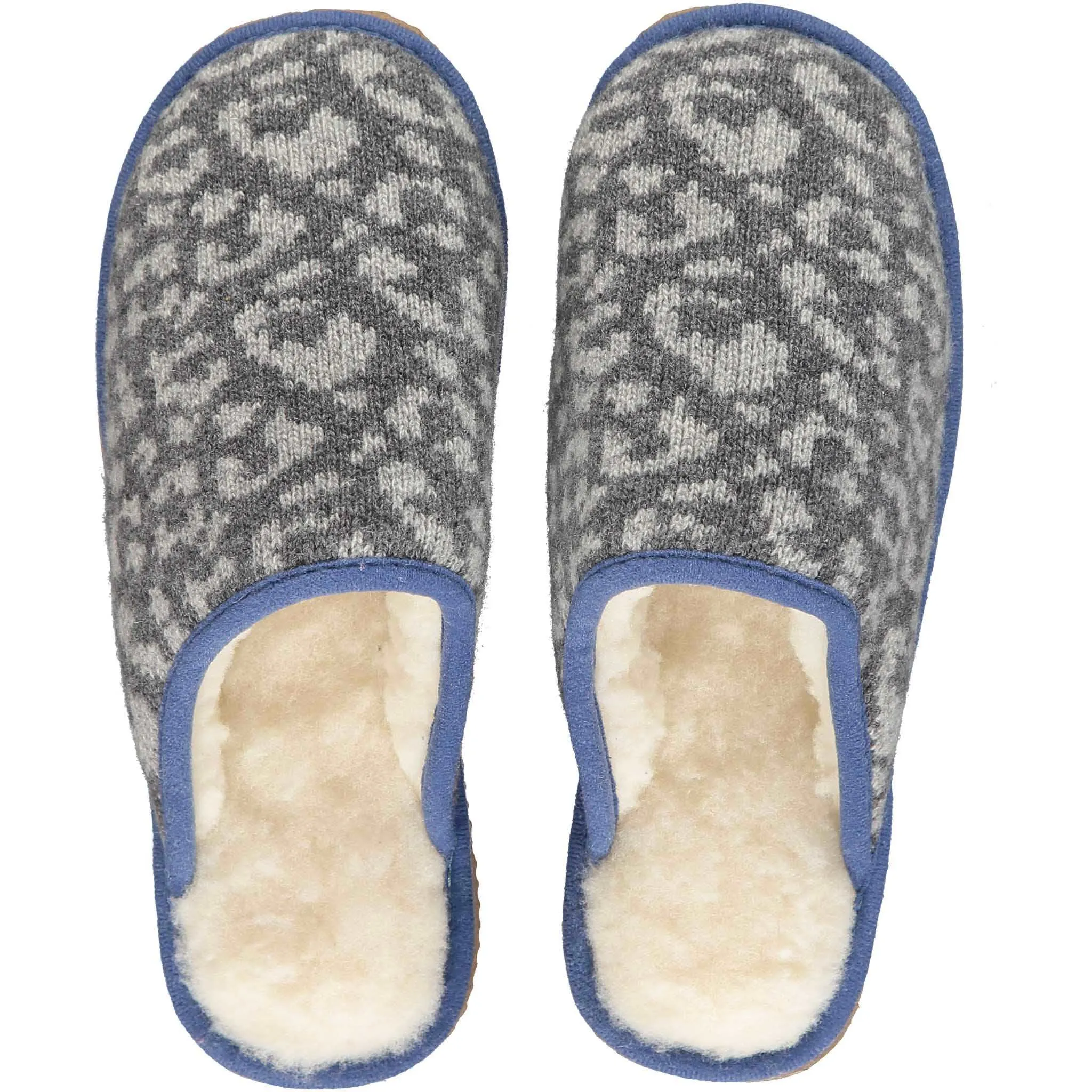 Grey Leopard Lambswool & Sheepskin Slippers - SMALL ONLY