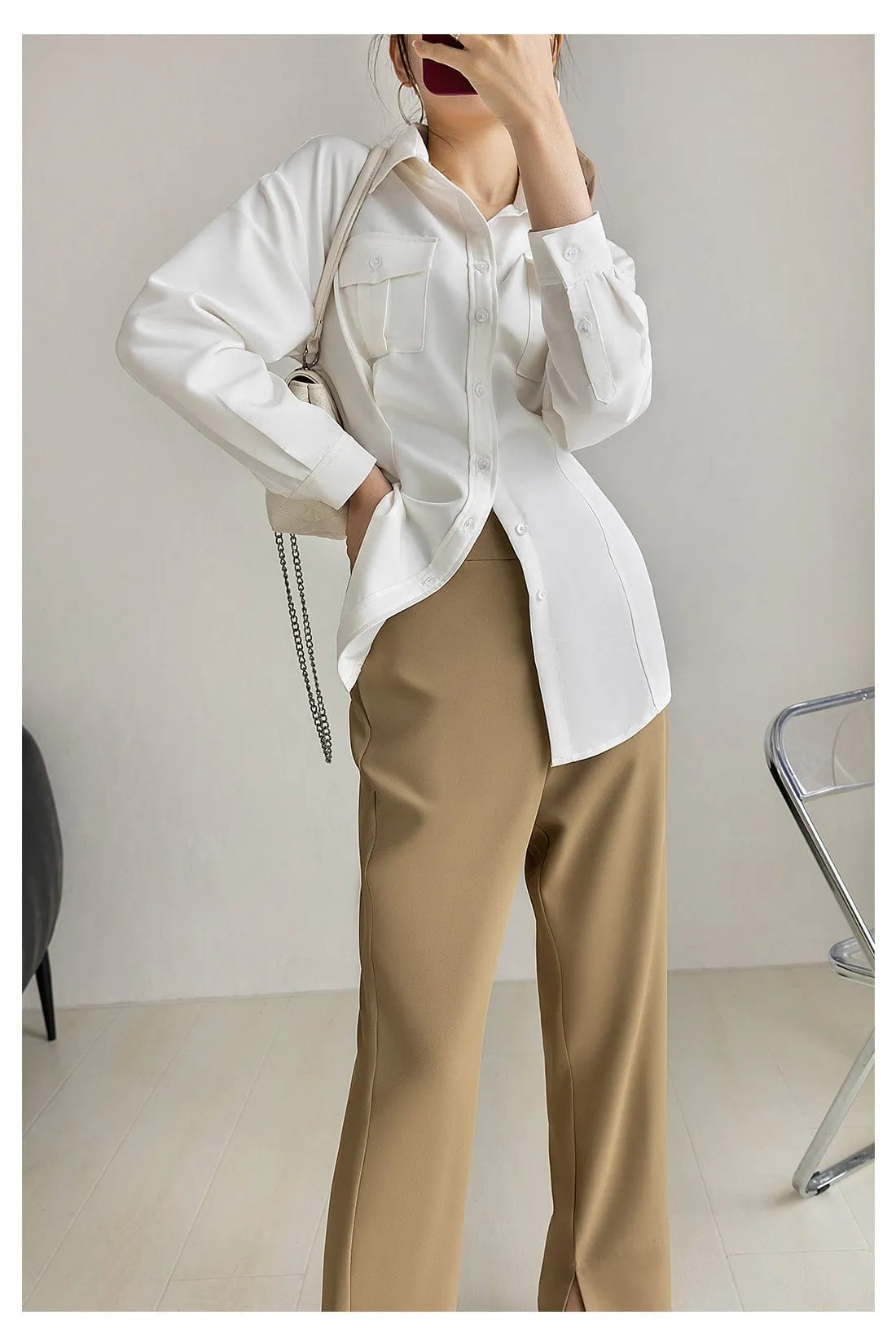 High Rise Straight Leg Trousers