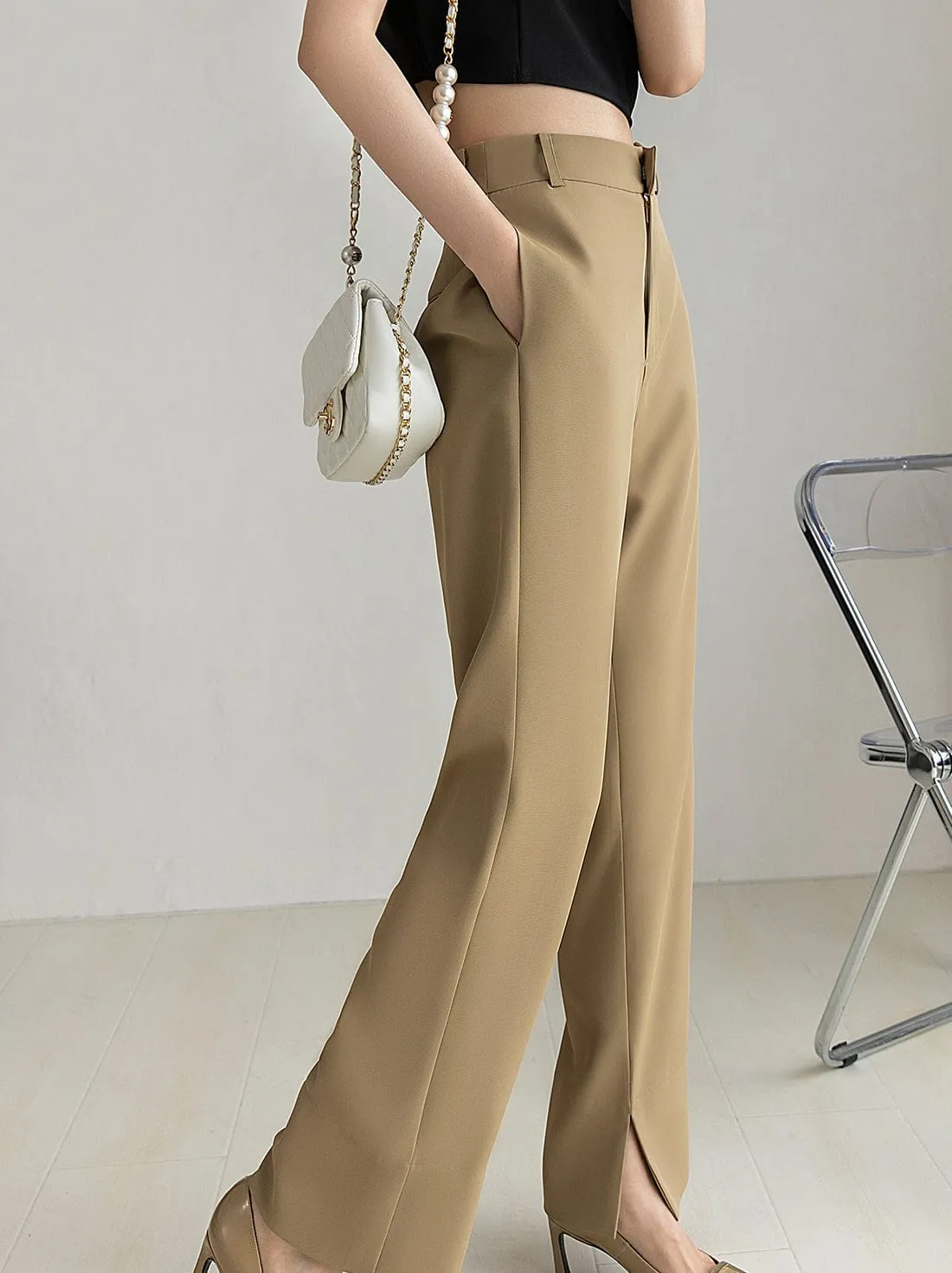 High Rise Straight Leg Trousers