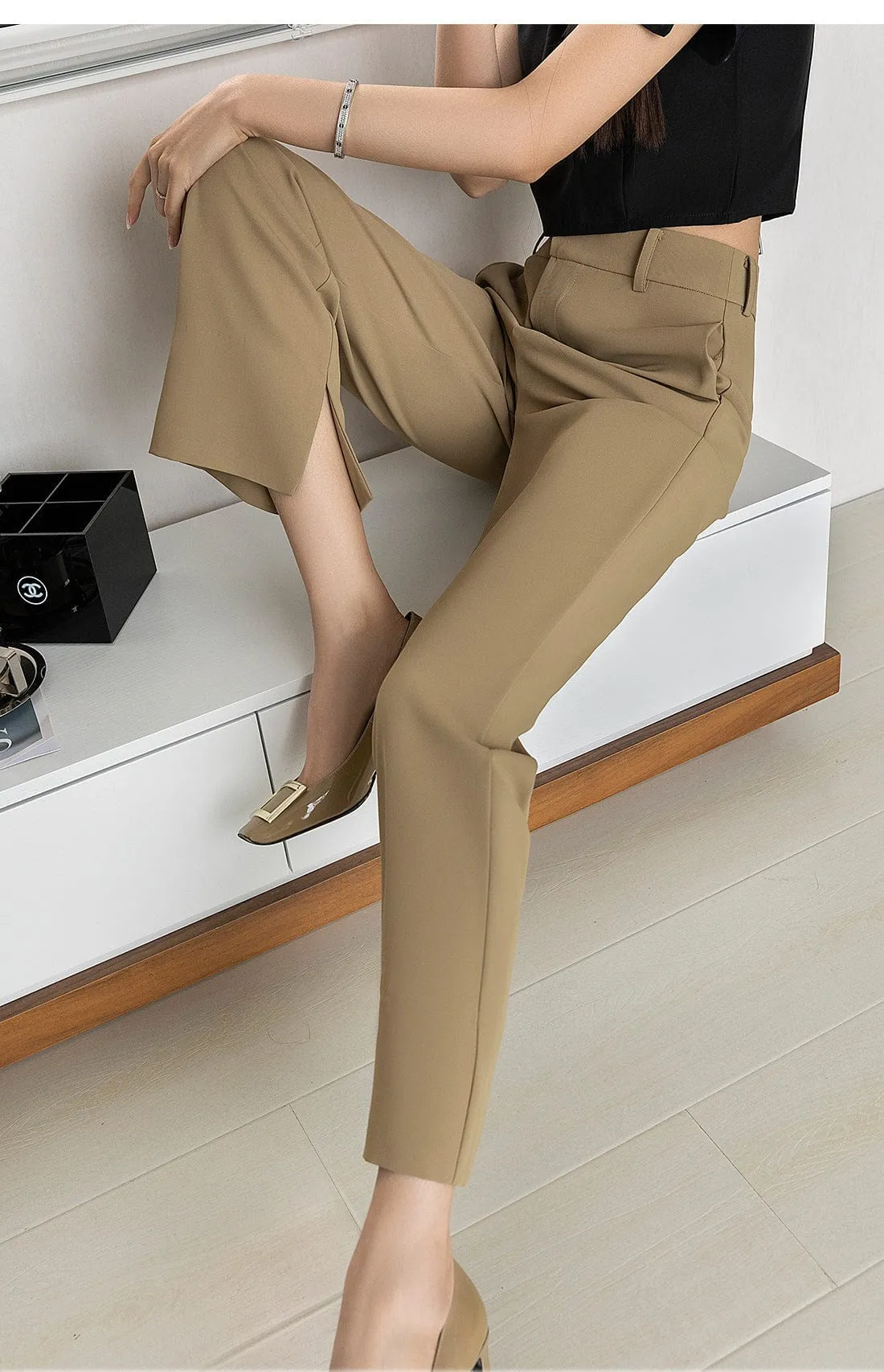 High Rise Straight Leg Trousers