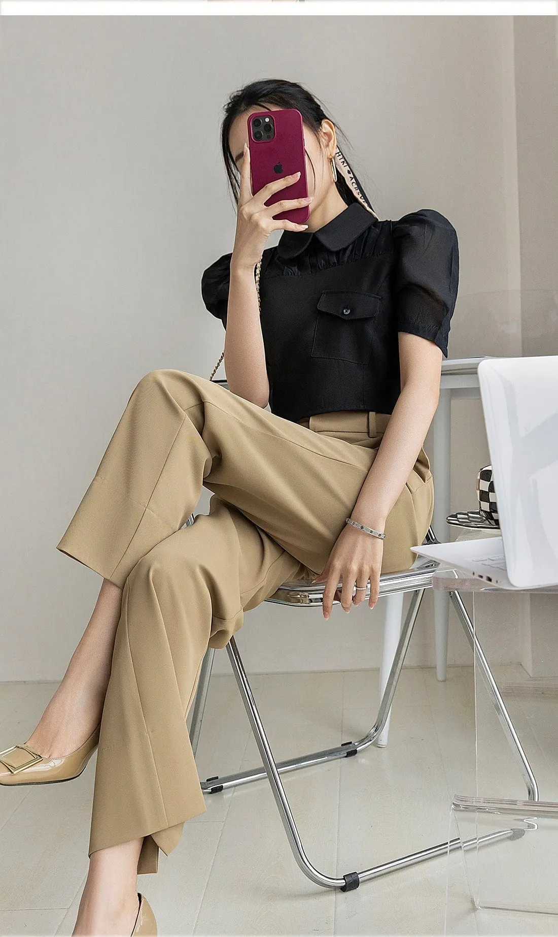 High Rise Straight Leg Trousers