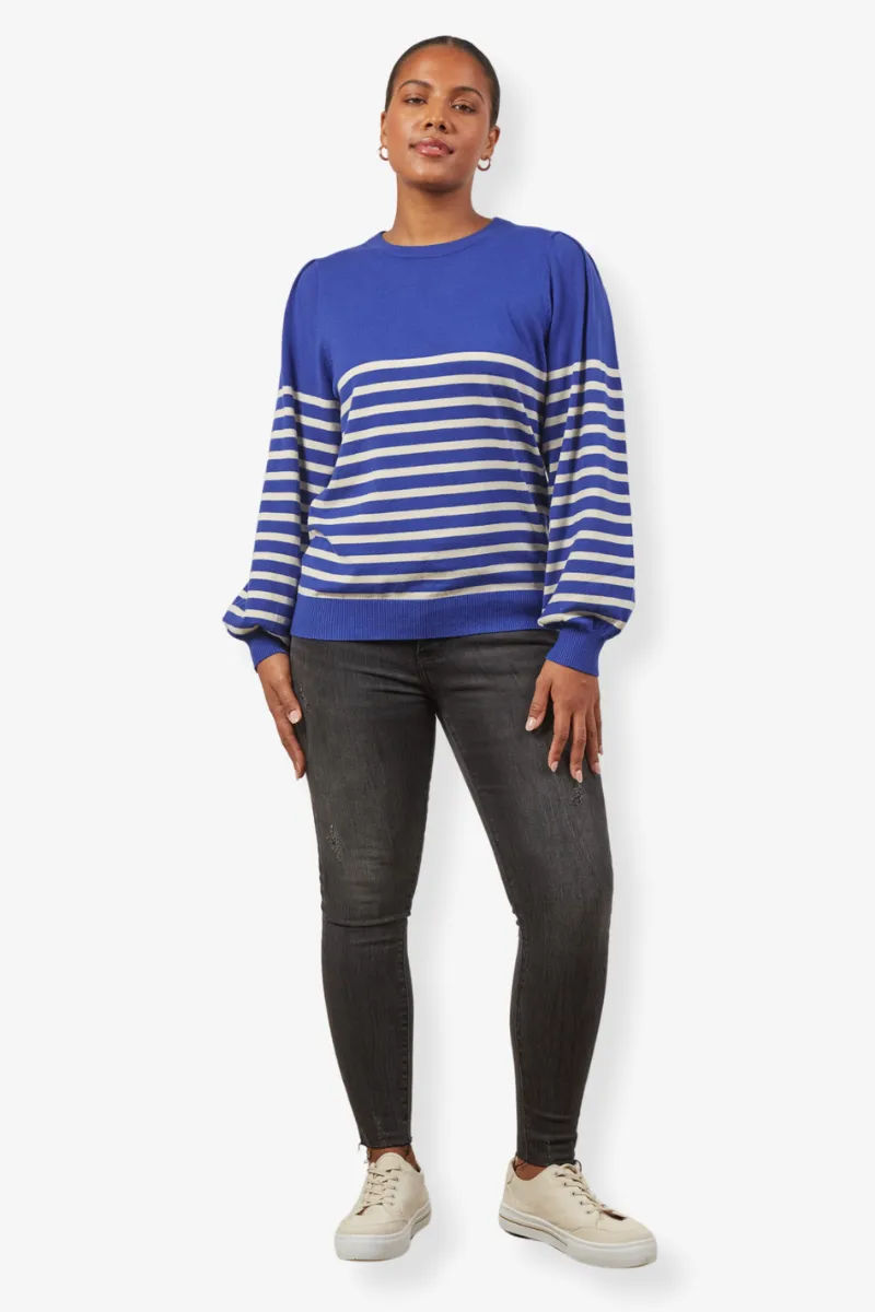 Isle Of Mine - Cosmo Stripe Jumper - Cobalt