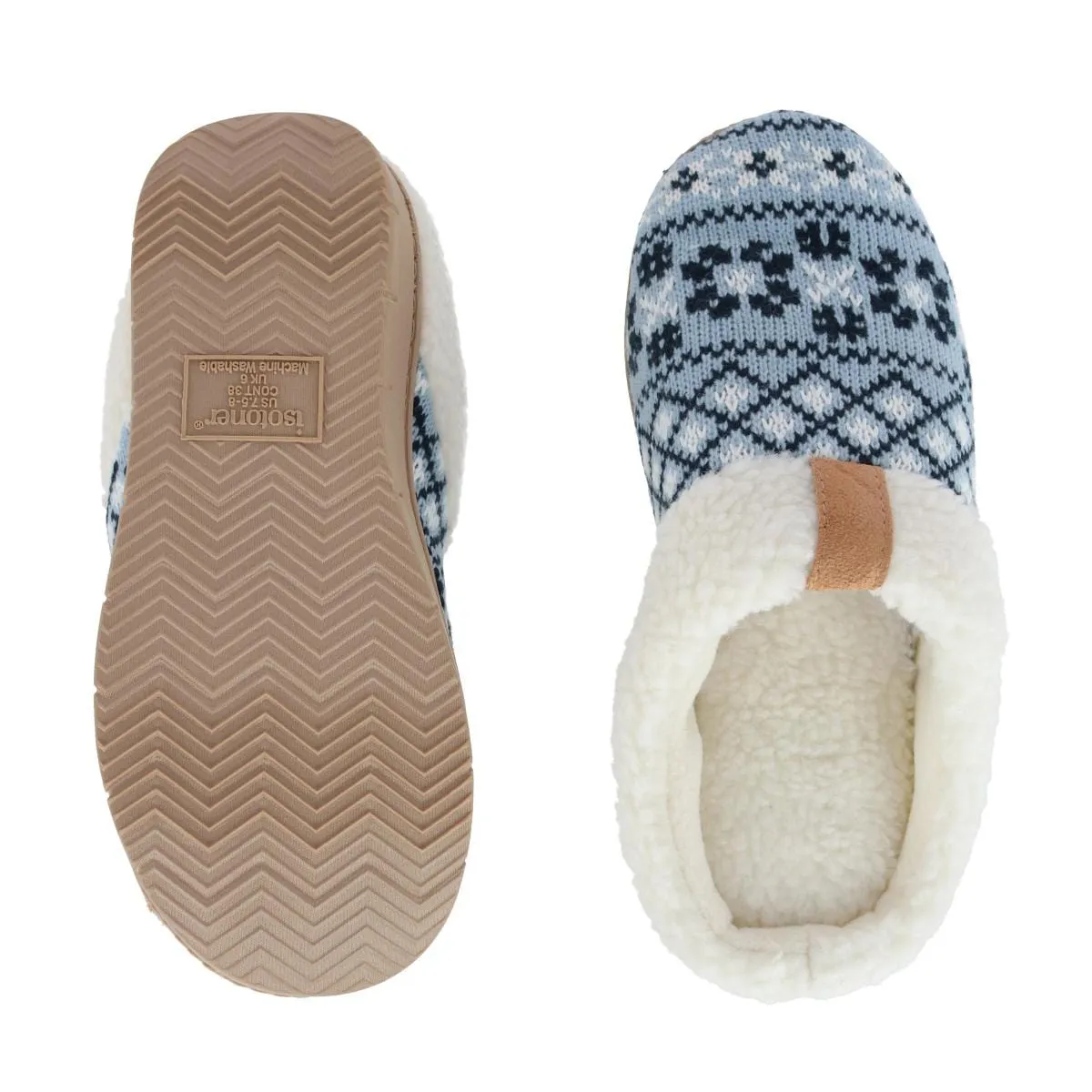 Isotoner Women's Heritage Fairisle Knit Hoodback Slipper