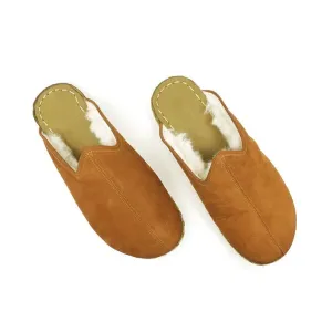 Lamb Lined Orange Nubuck Slippers