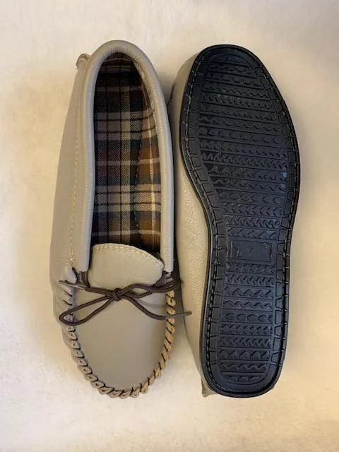 Leather Moccasin with Fabric Lining and Hard Sole | Chris